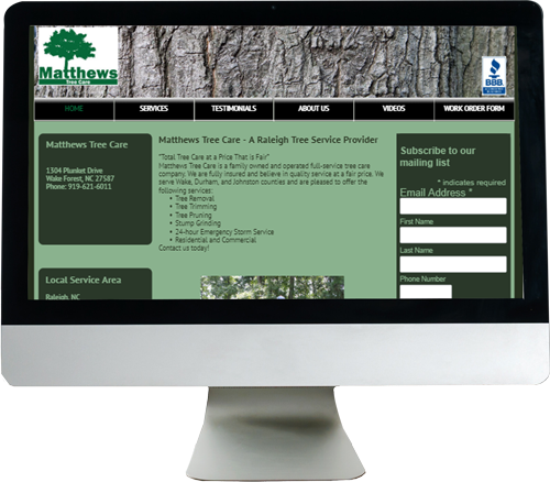 Matthews Tree Care Website Image